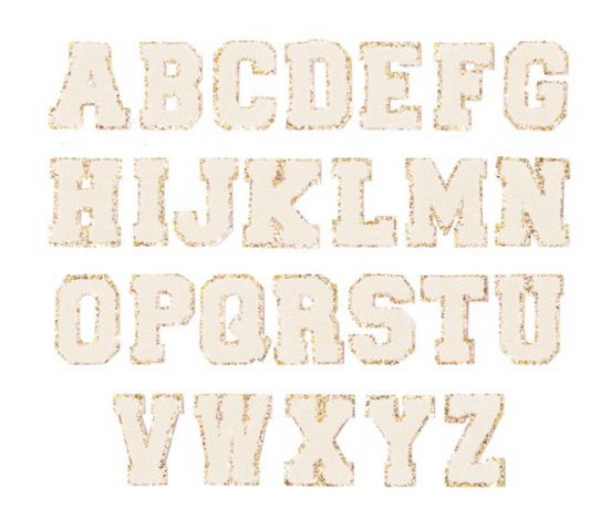 Creme Gold Glitter Varsity Letter Patch