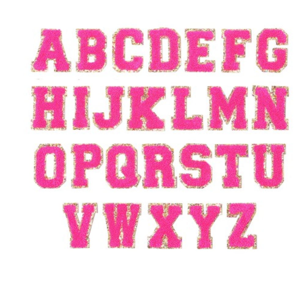 Hot Pink Glitter Varsity Letter Patch