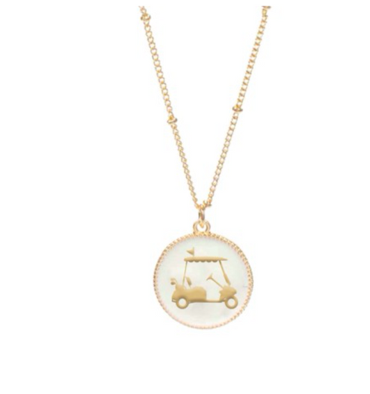 White Golf Cart Necklace